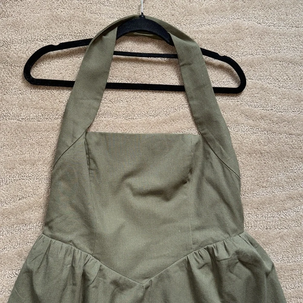 Commense Cotton & Linen Halter A Line Long Dress‎